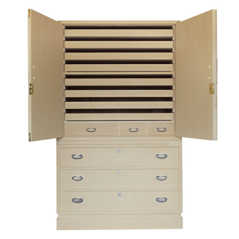 【ふるさと納税】春日部総桐胴厚衣装箪笥（八枚お盆－3ツ小引き出し）【埼玉県　春日部市　伝統工芸　収納　家具　桐たんす　タンス　盆タイプ　着物】（AQ012）