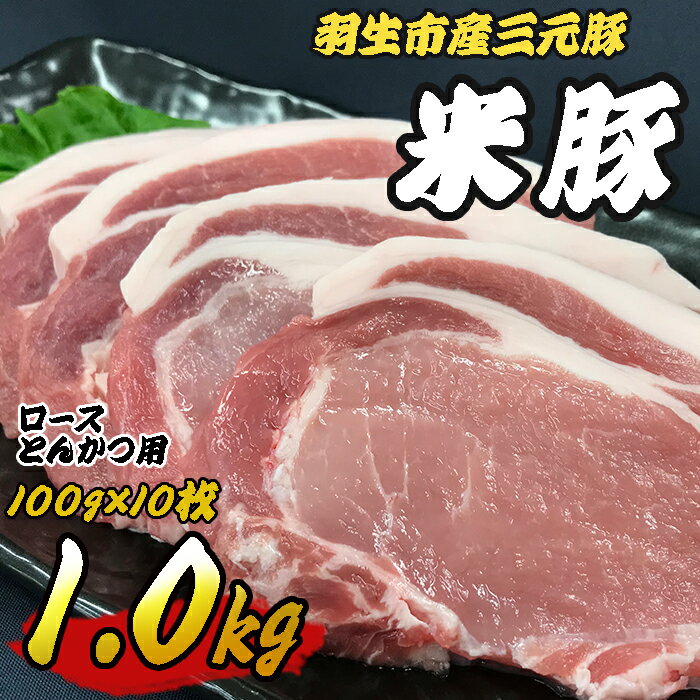 【ふるさと納税】 豚肉 三元豚 肉 ロース 1kg 100g 10枚 冷凍 羽生市産 間中さん家 米豚 ロース 肩肉 とんかつ用 揚げ物 ブランド 埼玉