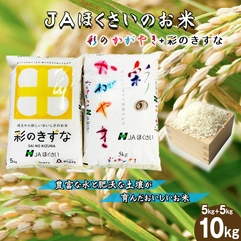 鴻巣市産「彩のかがやき」5kg+「彩のきずな」5kg / 令和7年産 新米 2025年産 米 精米 お米 10キロ ご飯 ブランド米 美味しい さっぱり 甘み 粘り もっちり 食べ比べ セット 送料無料 埼玉県[No.573]