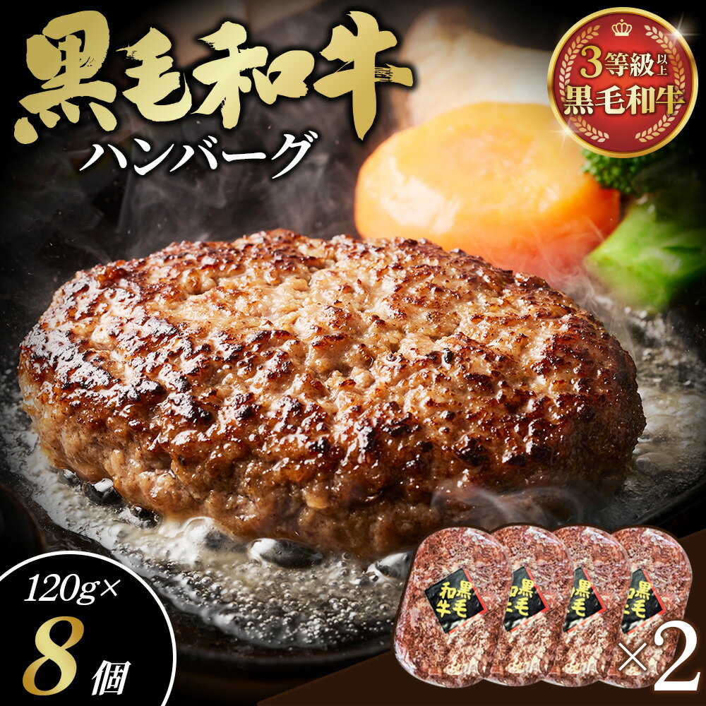 黒毛和牛ハンバーグ120g×8個セット / 牛肉 和牛 8個 真空パック 冷凍 ストック 肉惣菜 手作り風 肉汁 旨み 夕食 晩ご飯 BBQ お弁当 時短 簡単 調理 高たんぱく 贈答用 お取り寄せ グルメ 惣菜セット 専門店の味 ボリューム満点 No.603
