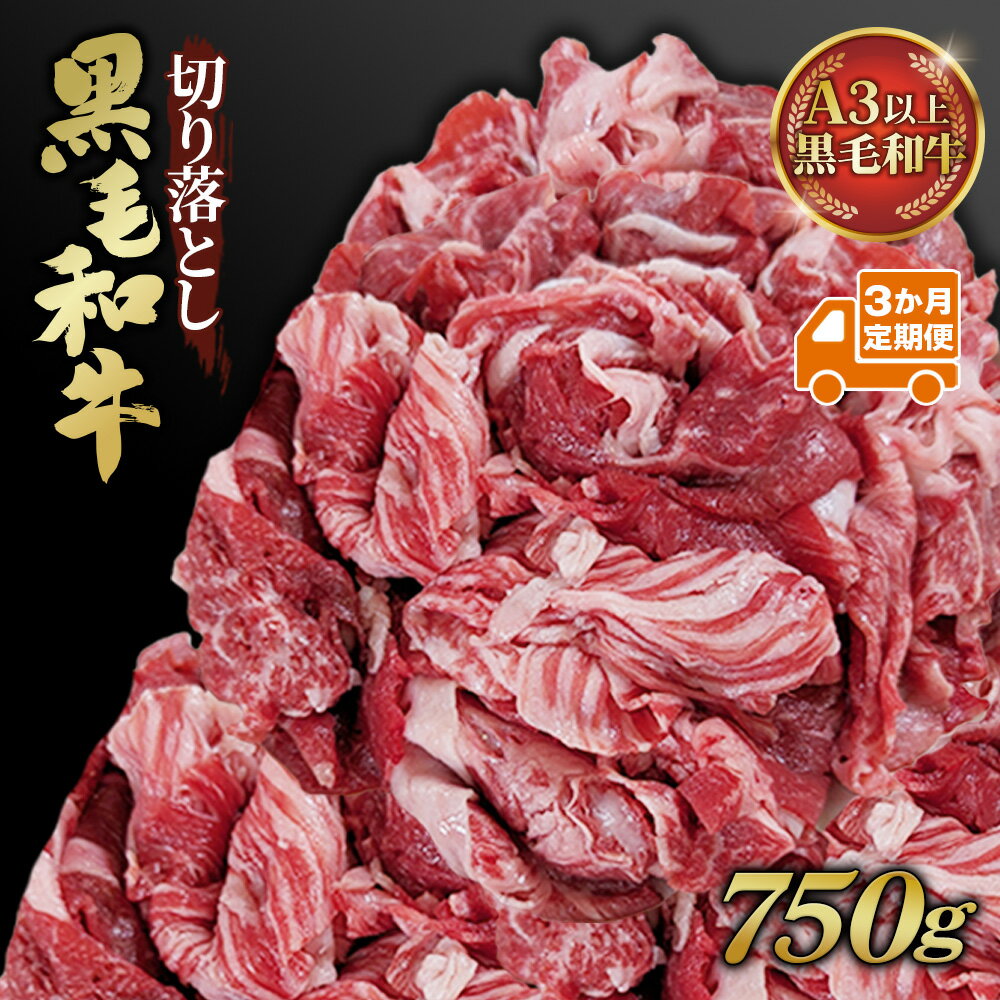 [3か月定期便]黒毛和牛切り落とし250g×3パック / 黒毛和牛 切り落とし 牛肉 定期便 3か月 750g 250g 小分け 冷凍 すき焼き 肉じゃが 炒め物 時短 使いやすい 送料無料 埼玉県 No.633