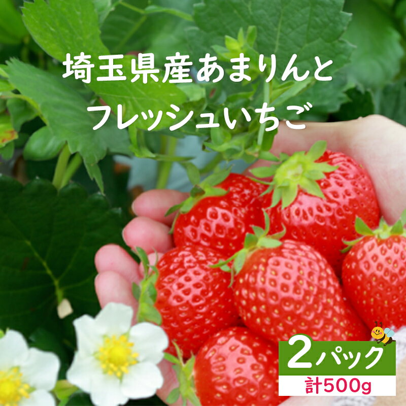 ＜先行受付＞【ふるさと納税】安藤農園 埼玉県産あまりんとフレッシュいちご　各1パック（計500g） 苺 いちご フルーツ デザート 贈答 深谷 深谷市 紅ほっぺ 章姫 やよい姫 かおりん あまりん　【11218-0711】のサムネイル