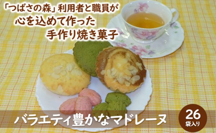 つばさの森手作り焼き菓子詰合せ（26袋入り）【障害福祉施設で手作り 焼き菓子 バラエティ豊かなマドレーヌ 食べる社会貢献 お菓子 マドレーヌ 焼菓子 アソート 洋菓子 詰め合わせ おやつ 】