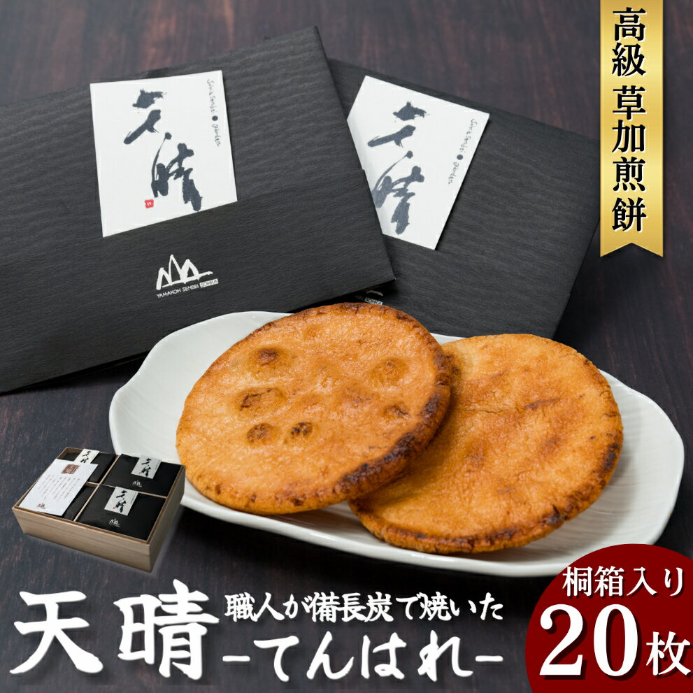 【ふるさと納税】天晴-てんはれ(20枚・桐箱入り)|埼玉県 草加市 醤油せんべい お煎餅 個包装 贈答用 最高級 有機米100% 高級煎餅 高級 お取り寄せ 特...