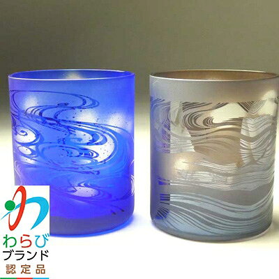 【ふるさと納税】蕨硝子　河鍋暁斎　ペアセット　三味線を弾く骸骨　骸骨の花火見立　色被せガラス　瑠璃色・紫色【1107415】 f112232-warabi-10000065 埼玉県蕨市 サンプル画像2
