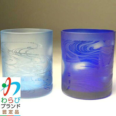 【ふるさと納税】蕨硝子　河鍋暁斎　ペアセット　三味線を弾く骸骨　骸骨の花火見立　色被せガラス　青色・瑠璃色【1107417】 f112232-warabi-10000067 埼玉県蕨市 サンプル画像2