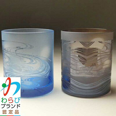 【ふるさと納税】蕨硝子　河鍋暁斎　ペアセット　三味線を弾く骸骨　骸骨の花火見立　色被せガラス　青色・紫色【1107419】 f112232-warabi-10000069 埼玉県蕨市 サンプル画像2
