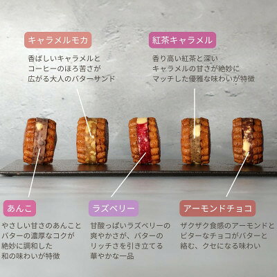 【ふるさと納税】グラスフェッドバターサンド　5個　(5種類×各1個)　低糖質な人気バターサンドを冷凍でお届け　【配送不可地域：離島】【1612450】