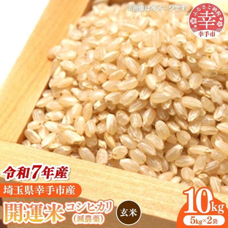 令和7年産 開運米 コシヒカリ 【玄米】（減農薬）幸手産 - 5kg×2袋 10kg こしひかり 福祉 応援 安心 安全 埼玉県 幸手市 幸手市産