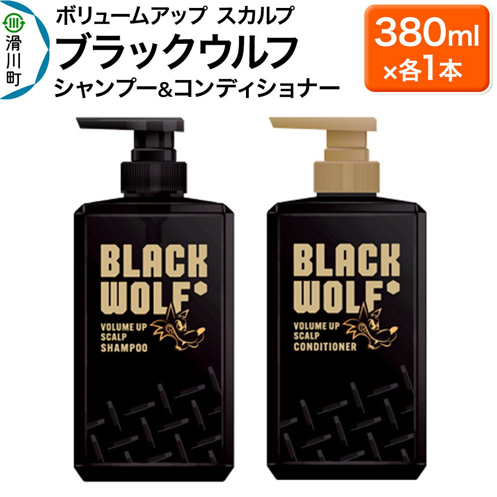 大正製薬 ブラックウルフ(BLACK WOLF) ボリュームアップ スカルプ シャンプー&コンディショナー 本体 380mL×各1本