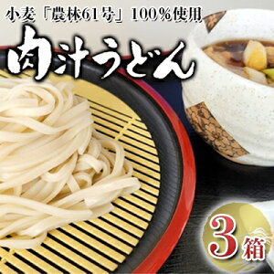 【ふるさと納税】嵐山町産小麦「農林61号」100％使用肉汁うどん3箱セット　【麺類・うどん・小麦・農林61号・肉汁うどん・小麦の王様・3箱】