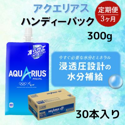 【定期便3ヵ月コース】アクエリアス 300gハンディーパック（30本入り）　【定期便・ 飲料 ドリンク 水がめ座 必要 ミネラル アミノ酸 クエン酸 リフレッシュ スッキリ 】