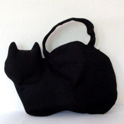 【ふるさと納税】ネコ型帆布トートバッグ　黒猫　【 ファッション かばん バッグ 国産 帆布 生地 厚手 ポケット 】