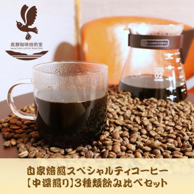 自家焙煎スペシャルティコーヒー(豆)[中深煎り]3種飲み比べセット 100g×3袋