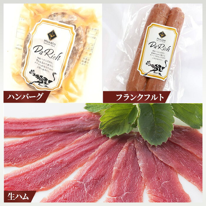 【ふるさと納税】国産ダチョウ肉加工品詰め合わせ ／ オーストリッチ肉 ダチョウ肉 赤身肉 低脂肪 高タンパク ヘルシー肉 生ハム フランク ハンバーグ 加工肉セット 肉ギフト 冷凍おかず 健康志向食材 食べ比べセット 送料無料 埼玉県 No.026 f113816-misato-10000138 埼玉県美里町 サンプル画像3