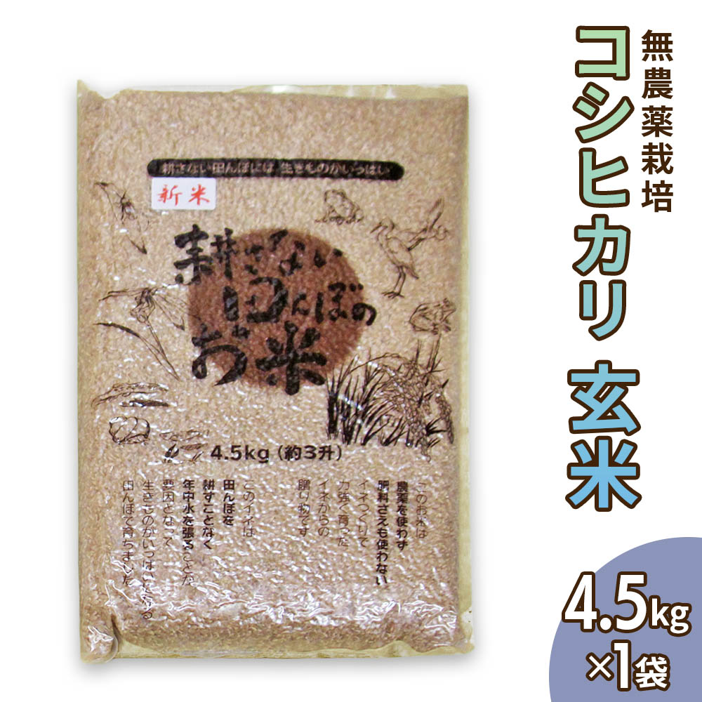 【ふるさと納税】無農薬栽培 コシヒカリ 玄米 4.5kg 【