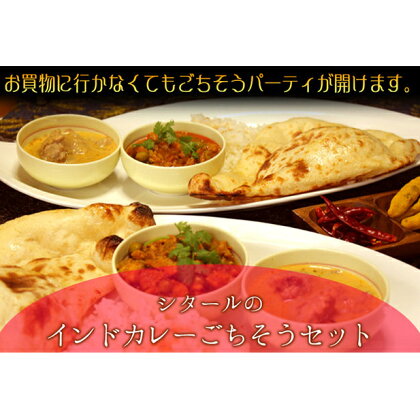 印度料理シタール インドカレー中ごちそうセット【カレー 加工食品 レトルト食品】　【 惣菜 お手軽 簡単調理 レトルト インドカレー カレー ナン 】