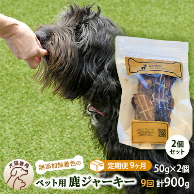 【ふるさと納税】（定期便9回）千葉県で獲れた鹿ペット用ジャーキー(2個セット）100g　【定期便・ ペット用品 ペットフード ペットのおやつ おやつ ご褒美 猫用 犬用 無添加 無着色 鹿肉 鹿肉ジャーキー 】