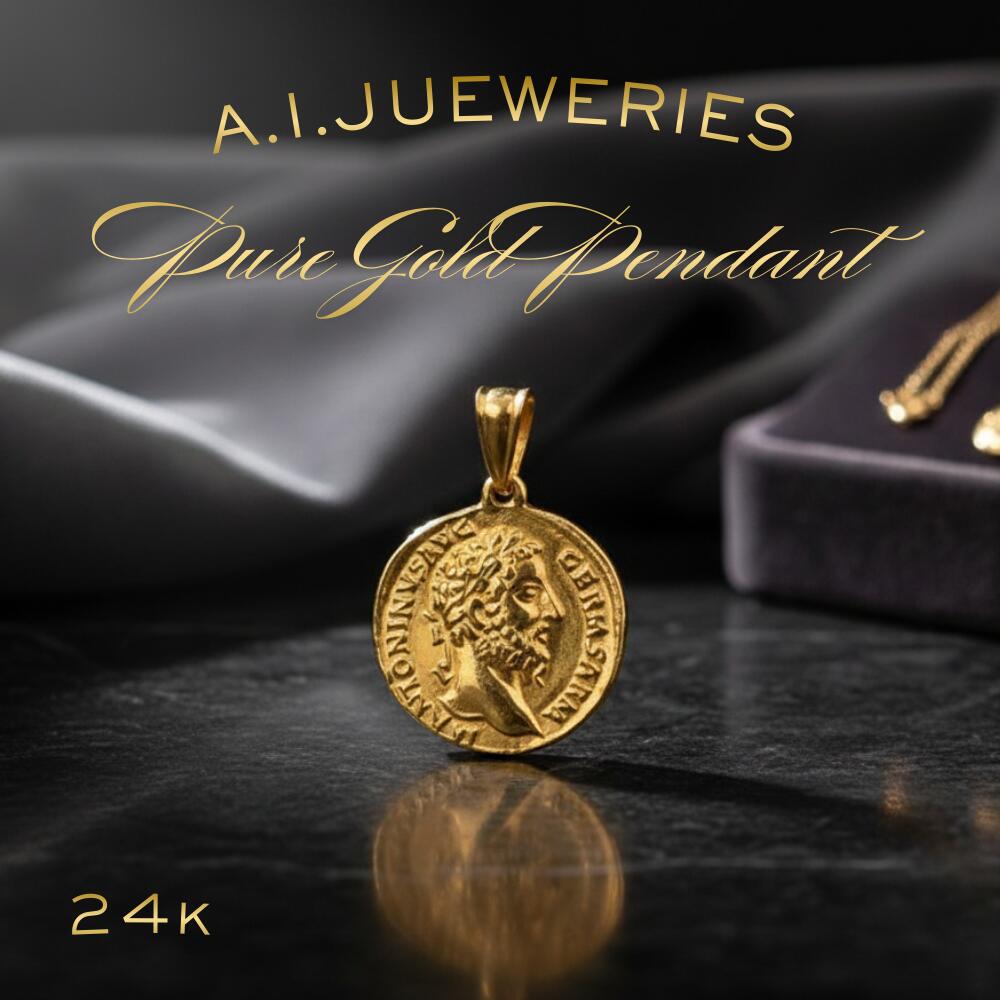 [受注生産]K24 純金 古銭 コイン デザイン ペンダント pure gold coin pendant 品番:k24-p2 GiNZA HAYATO JEWELRY