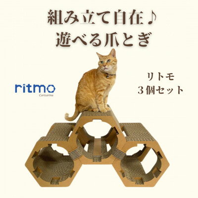 【ふるさと納税】猫のおしゃれ爪とぎ「カリカリーナritmo」3個セット【1572122】