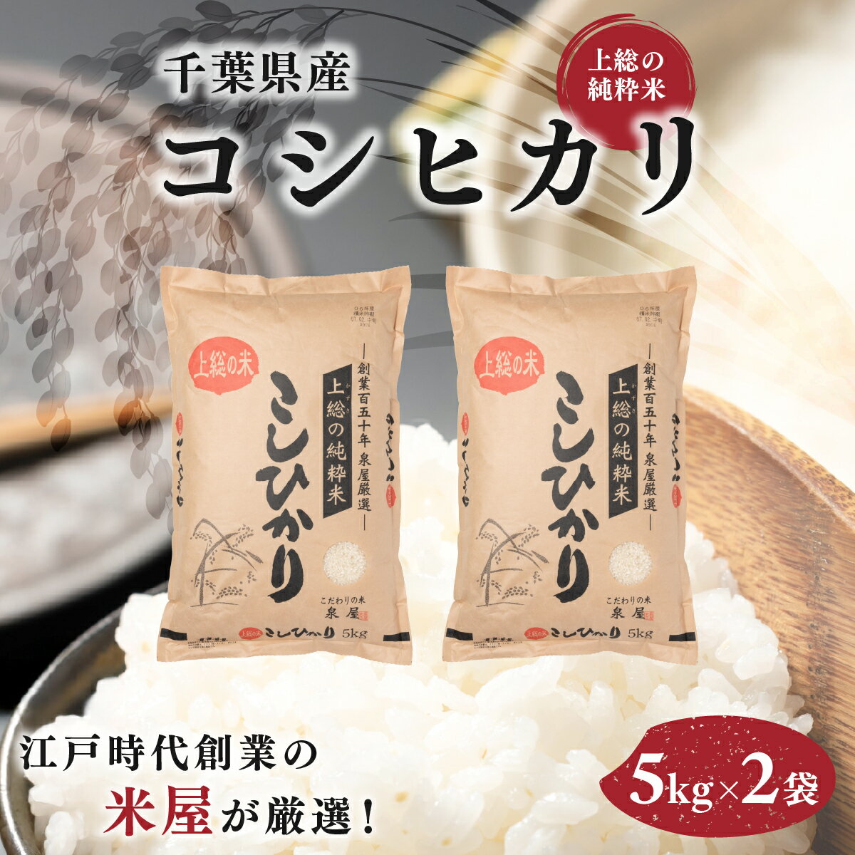 上総の純粋米コシヒカリ 5kg×2 [厳選]千葉県産 KCV001 コシヒカリ こしひかり お米 米 こめ うるち米 うるち精米 千葉県 木更津市 送料無料 数量限定 限定