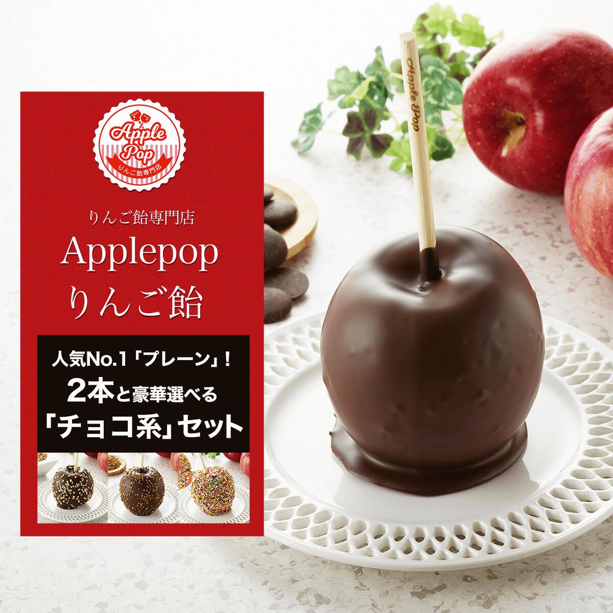 【ふるさと納税】【りんご飴専門店Applepop りんご飴】人気No.1「プレーン」！2本と豪華選べる「チョコ系」セット りんご 林檎 あめ アメ キャンディ フルーツ チョコレート 屋台 お祭り スイーツ おやつ 旬 食物繊維 カリウム ダイエット 千葉県 木更津市 送料無料 KBG008のサムネイル