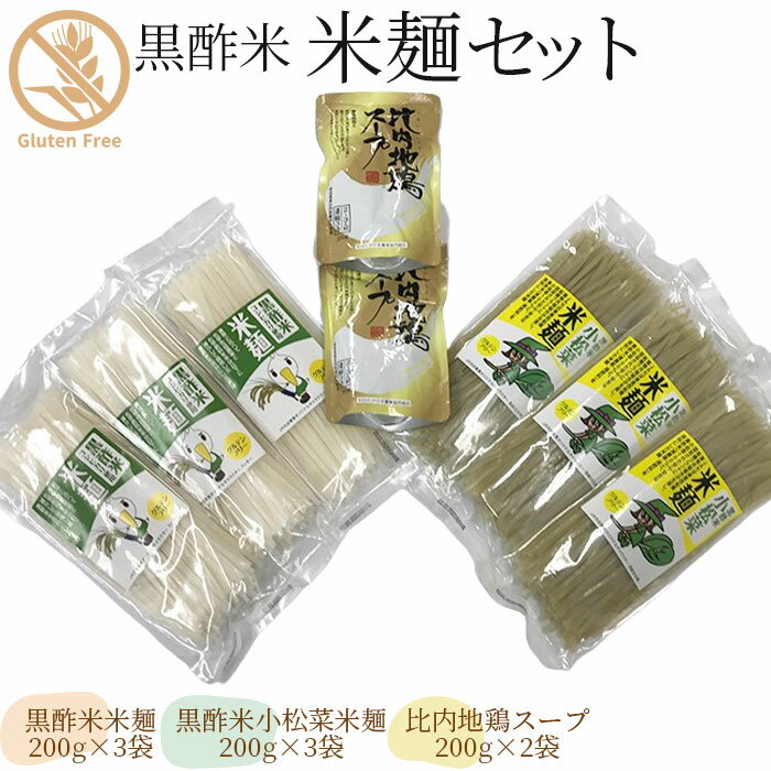 No.143 黒酢米 米麺セット ／ グルテンフリー 7大アレルゲン不使用 半生麺 コシ モチモチ 比内地鶏スープ 送料無料 千葉県