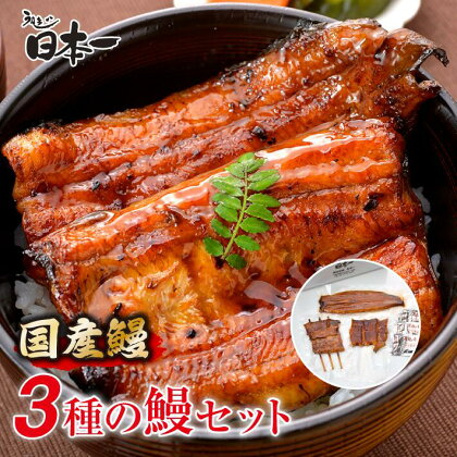 No.195【日本一】国産3種のうなぎセット ／ うなぎ 長焼き 蒲焼 たれ付き 送料無料 千葉県