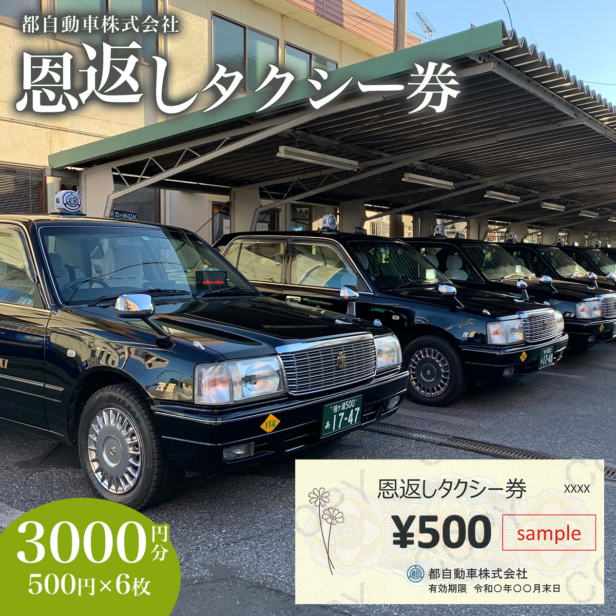 恩返しタクシー券 6枚（3,000円分） ふるさと納税 タクシー 乗車券 チケット プレゼント 千葉県 茂原市 MBD001