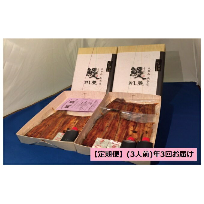 【ふるさと納税】【定期便】成田名物『川豊のうなぎ』うなぎ上蒲焼（3人前）年3回お届け　【定期便・うなぎ・鰻・加工品・惣菜・冷凍・ウナギ・丑の日】