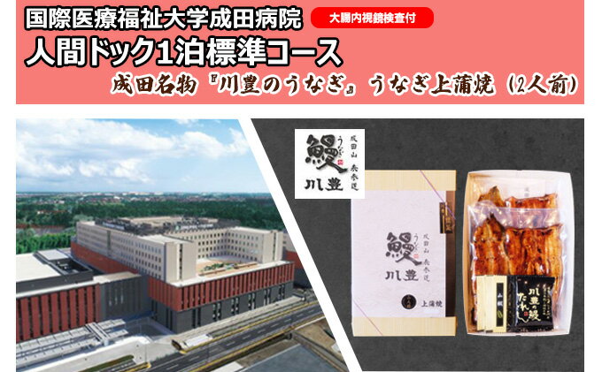 国際医療福祉大学成田病院人間ドック1泊標準コース（大腸内視鏡検査付）と成田名物『川豊のうなぎ』うなぎ上蒲焼（2人前）　