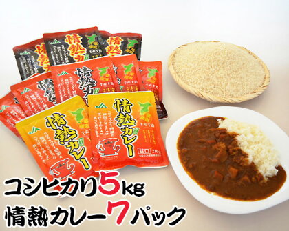 No.019 精米コシヒカリ5kgと情熱カレーセット ／ お米 白米 精米 こしひかり レトルトカレー 送料無料 千葉県