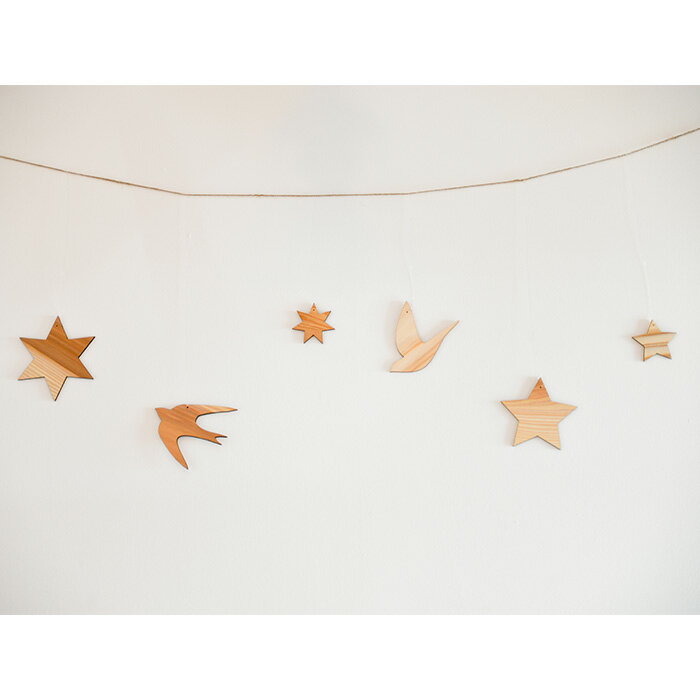 【ふるさと納税】No.243 トリのオーナメント ／ 飾り インテリア 雑貨 鳥 つばめ 星 木目 無塗装 送料無料 千葉県