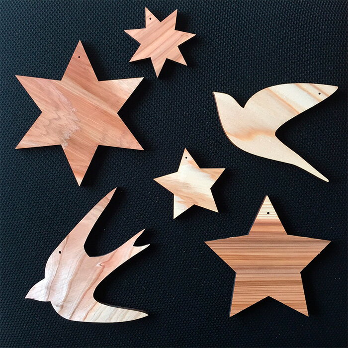 【ふるさと納税】No.243 トリのオーナメント ／ 飾り インテリア 雑貨 鳥 つばめ 星 木目 無塗装 送料無料 千葉県