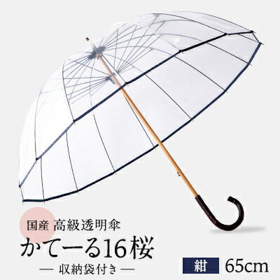 高級透明傘 かてーる16桜 紺
