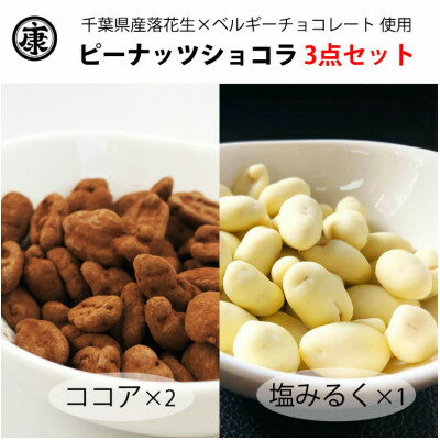 ピーナッツショコラ3点セット510g(170g×3)ココア2塩みるく1 千葉県産落花生ベルギーチョコ【配送不可地域：離島】【1381306】