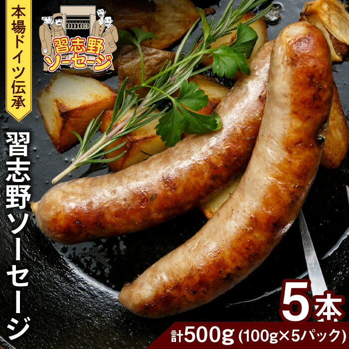 本場ドイツ伝承!無添加 習志野ソーセージ(100g×5本 個包装 冷凍) 計500g