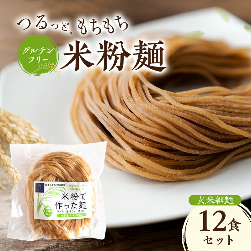 【ふるさと納税】グルテンフリー 米粉麺 玄米細麺 12食セット 麺 めん 玄米麺 米粉 グルテンフリー麺 細麺 そうめん 冷やし麺 ラーメン 焼きそば 塩分0％ 千葉県 柏市