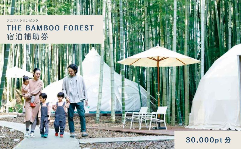 【ふるさと納税】グランピング 千葉 宿泊 アニマルグランピング THE BAMBOO FOREST 宿泊補助券 30000pt分 宿泊券 入場券 チケット 動物園 動物 旅行 レジャー テント アウトドア BBQ 自然 体験　【 市原市 】