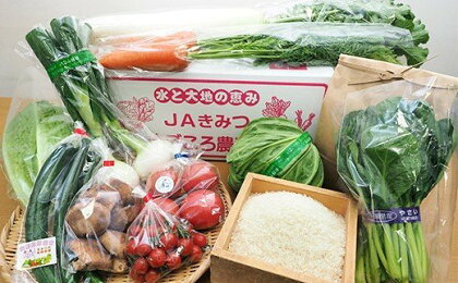 君津市産 季節 の 野菜 8〜10種類 まごころBOX 冷蔵 & 令和5年産 コシヒカリ 精米 3kg 送料無料 人気の直売所 JAきみつ味楽囲（みらい）さだもと店 君津市 きみつ 千葉県