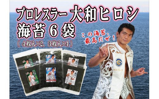 【ふるさと納税】国産 焼きのり 味のり 6袋セット 焼き海苔(4枚×2袋) 青混ぜ海苔(3枚×2袋) 味付海苔(3枚×2袋) 全型20枚 送料無料 君津市出身 プロレスラー 大和ヒロシ 上総海苔 君津市 きみつ 千葉県のサムネイル