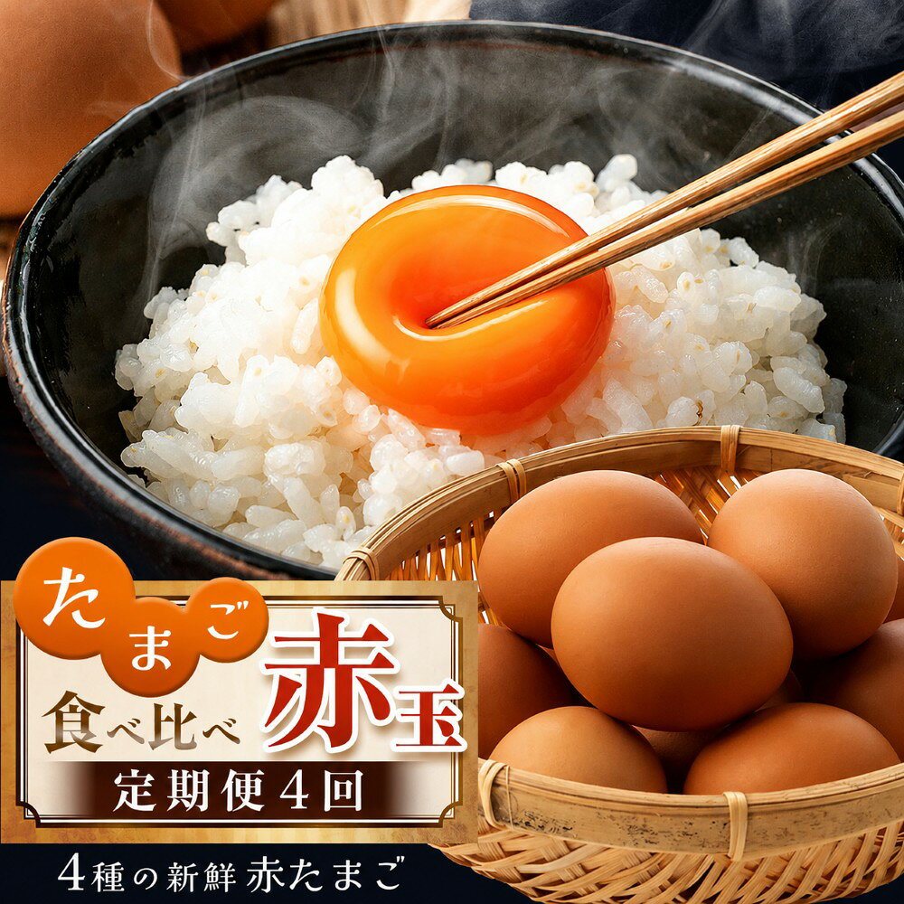 【ふるさと納税】たまご 卵 定期便 4回 【 赤玉 4種 】 食べ比べ 4回 君津市産 | 菜の花エッグ アスタキサンチン卵 菜の花たまご 三枝農場 保坂農場 光永ファーム たまご タマゴ 玉子 定期 赤 卵かけご飯 新鮮 イチオシ 千葉県 君津市 きみつ