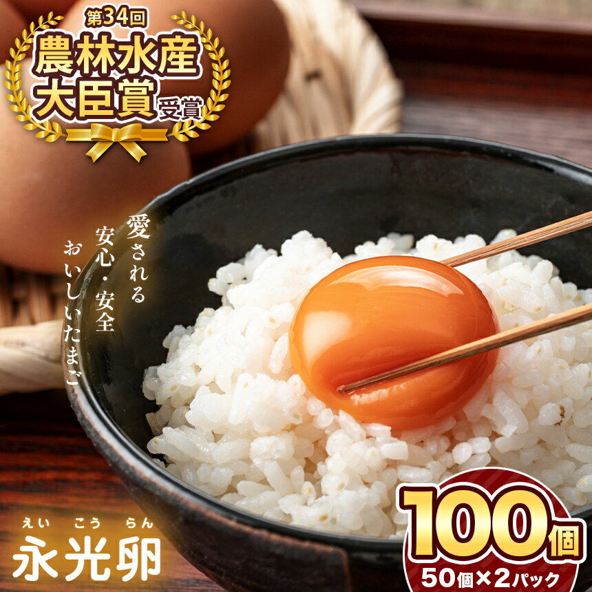 【ふるさと納税】おいしい 卵 たまご 永光卵 100個 送料無料 えいこうらん 光永ファーム 50個入り × 2箱 みつなが ゆうパック 君津市 きみつ 千葉県のサムネイル