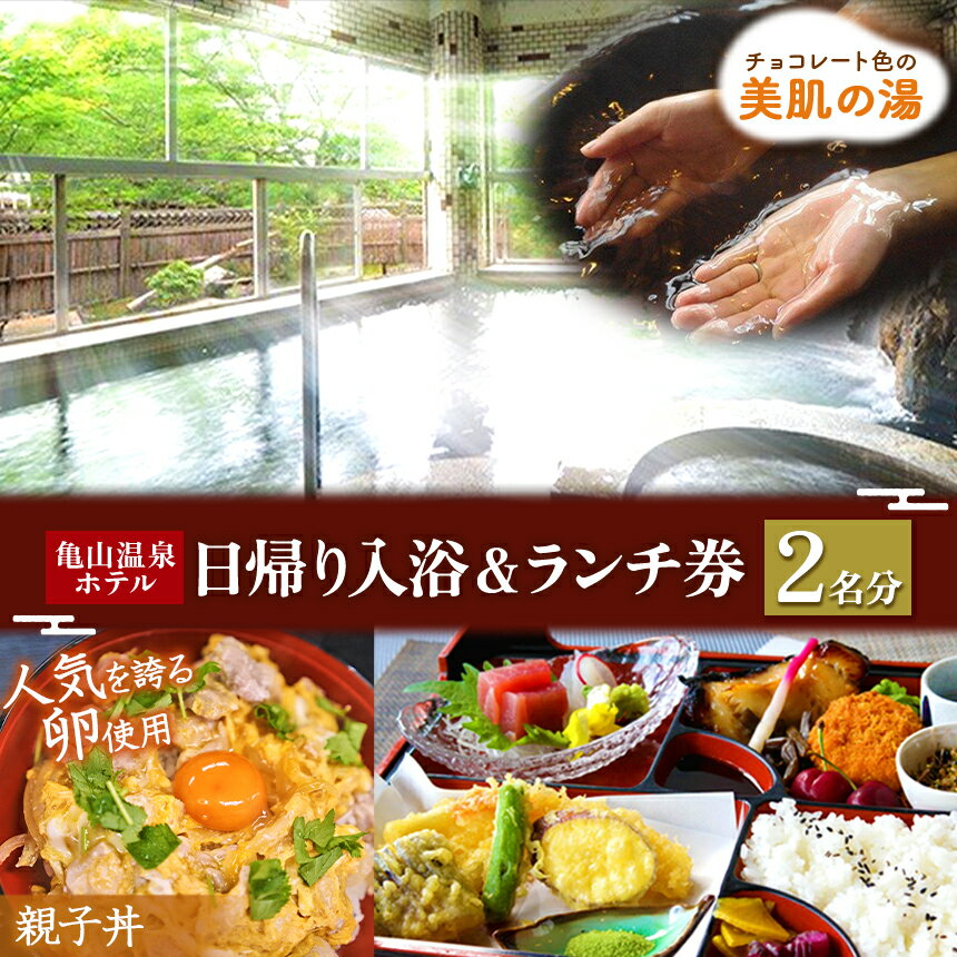 【ふるさと納税】亀山温泉 ホテル 日帰り入浴 & ランチ （ きみつ ときめき 親子丼 ） 2名分 | 亀山湖...