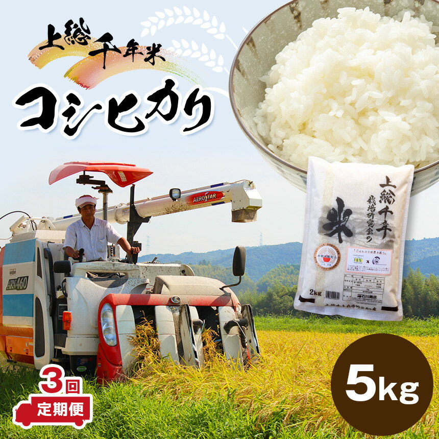 【ふるさと納税】 米 定期便 上総千年米 コシヒカリ 5kg 3ヶ月 送料無料 計15kg 令和5年産 お米のソムリエが厳選 白米 精米 粒立ちが大きく 甘みもあり 粘り強い お米と雑穀の専門店 石川商店 君津市 きみつ 千葉県