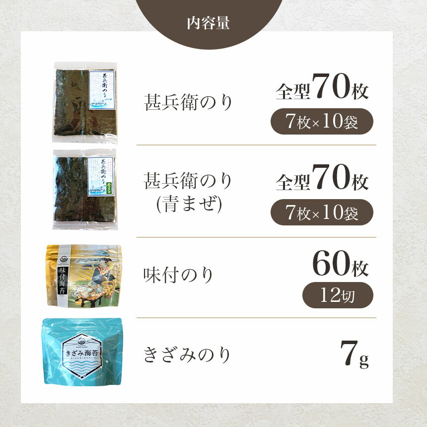 【ふるさと納税】 たっぷり 合計140枚！ 焼きのり 2種類 甚兵衛のり70枚 青まぜ 70枚 味付のり 12切 60枚 きざみのり7g | 早く届くすぐ発送 国産 送料無料 カネス ご飯のお供 海苔 のり おにぎり おむすび イチオシ 千葉県 君津市 きみつ