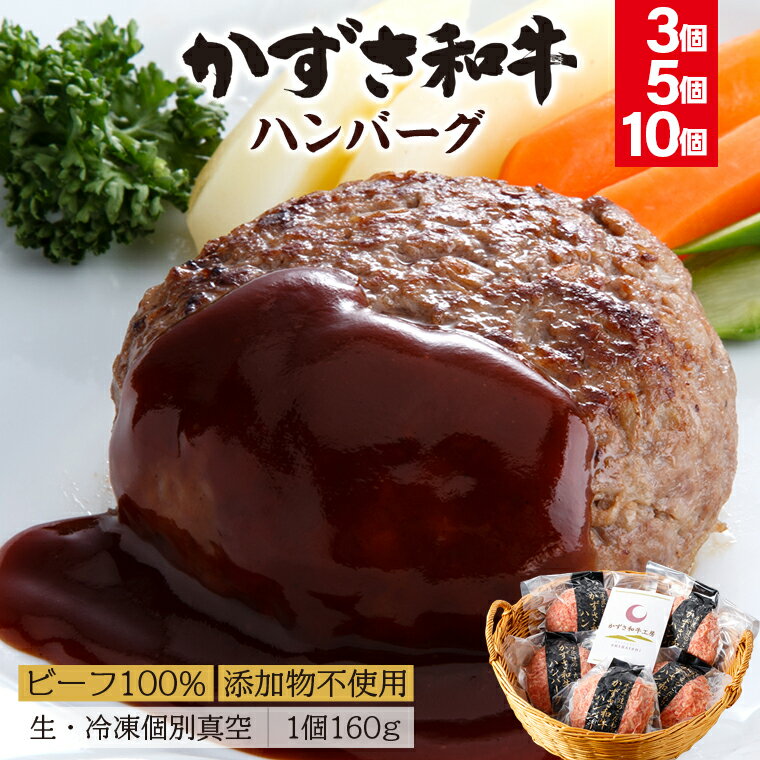 【ふるさと納税】和牛 ハンバーグ かずさ和牛 160g 3個