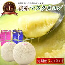 【ふるさと納税】メロン マスクメロン フルーツ 果物 定期便 おすすめ 国産 2玉 3ヶ月 毎月 3回 計6玉 最高級 化粧箱入り 純系マスクメロン 青肉 贈答...