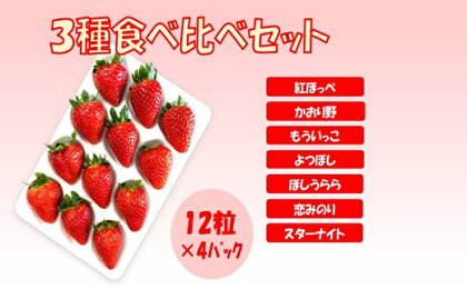シエルファーム 大粒いちご 12粒 3品種 食べ比べ 4パック / 大粒 高級 いちご 苺