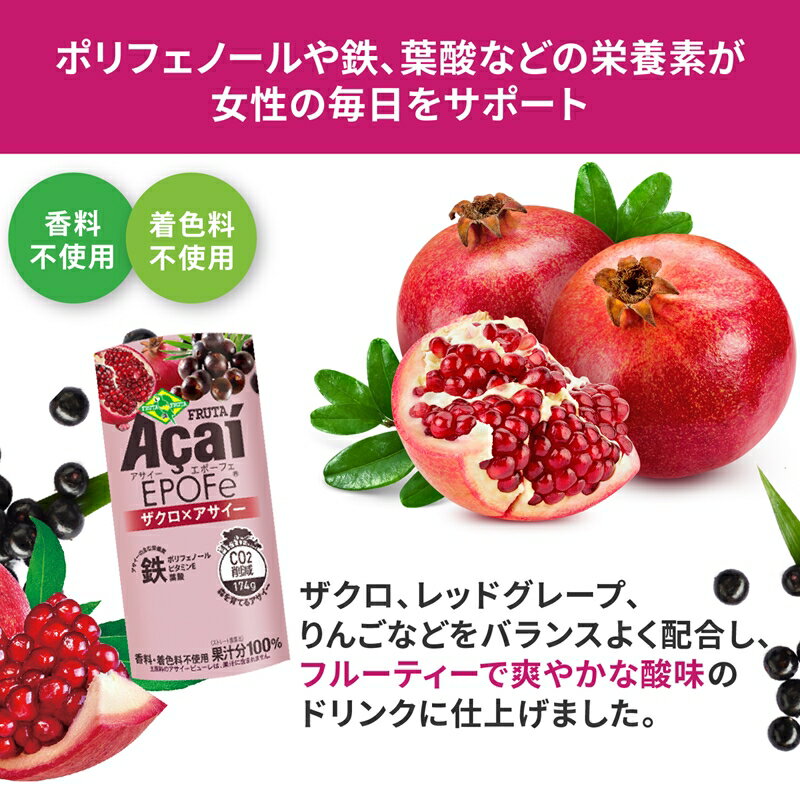 【ふるさと納税】アサイーEPOFe 195g 選べる15本／30本『女性のための、アサイー』｜アサイー ザクロ ポリフェノール スーパーフード ドリンク スムージー フルーツ 果物 くだもの 甘味料不使用 香料不使用 着色料不使用 朝食 おやつ [0476r][0477r]